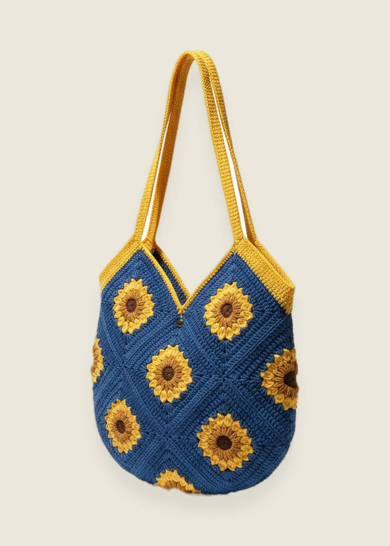 Sunflower bag — handmade organic cotton crochet bag by Ana Chic