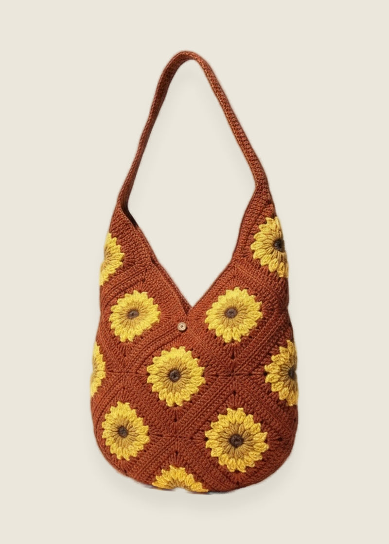 Sunflower bag — handmade organic cotton crochet bag by Ana Chic