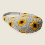 Sunflower bag — handmade organic cotton crochet bag by Ana Chic, styled view
