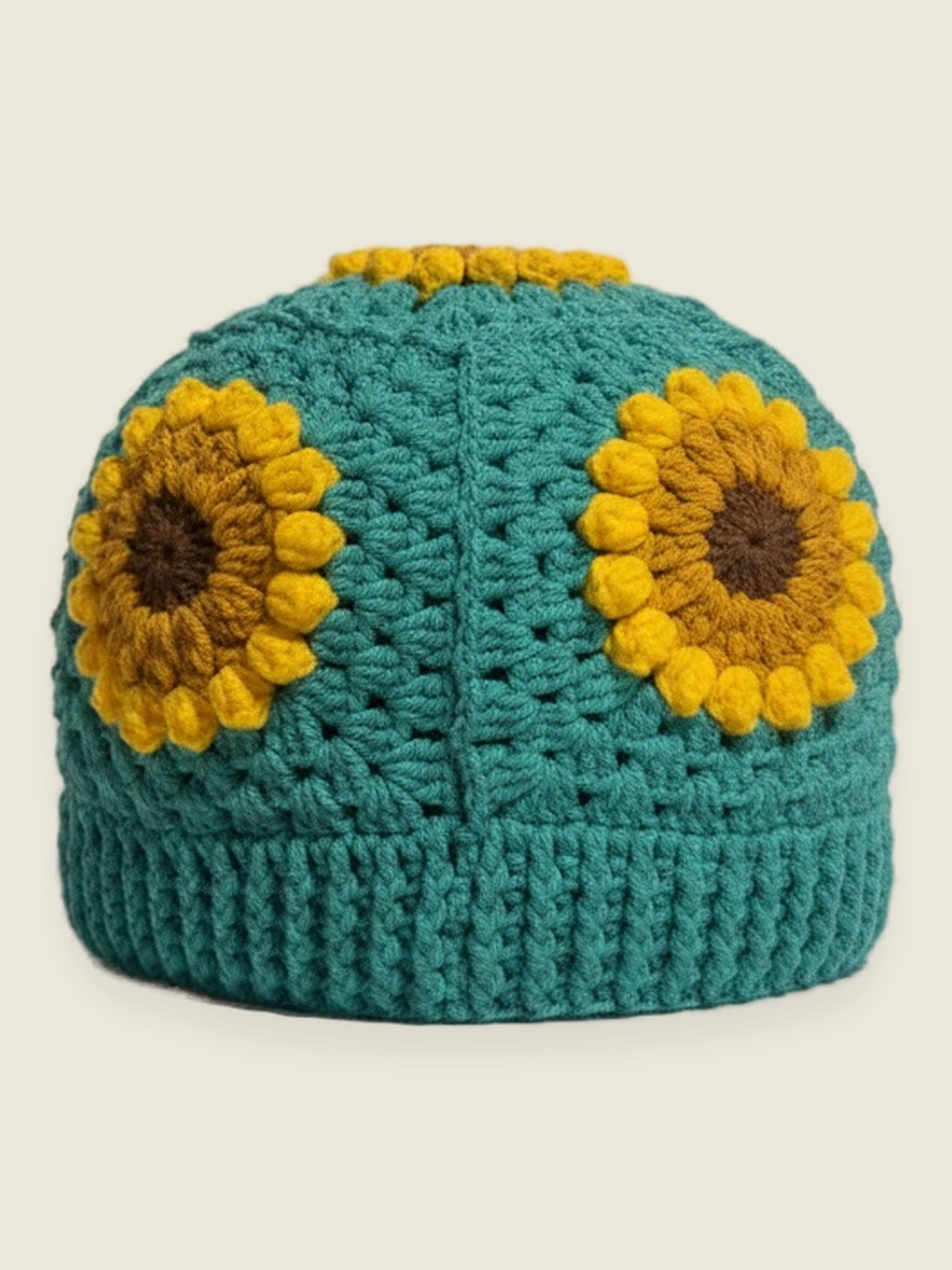 Sunflower Beanie — handmade organic cotton crochet beanie by Ana Chic