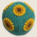 Sunflower Beanie — handmade organic cotton crochet beanie by Ana Chic, styled view