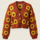 Sunflower Crop Cardigan — handmade organic cotton crochet cardigan by Ana Chic