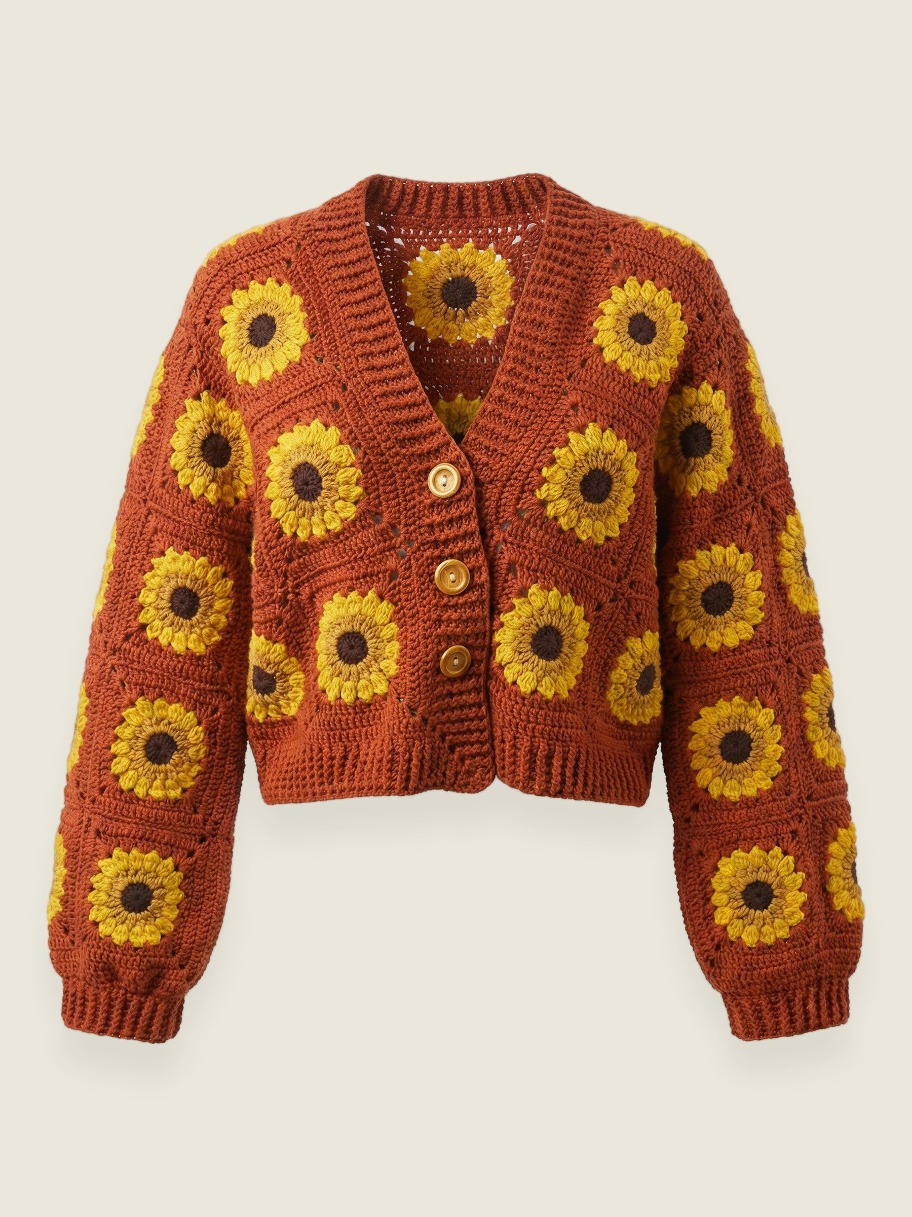 Sunflower Crop Cardigan — handmade organic cotton crochet cardigan by Ana Chic