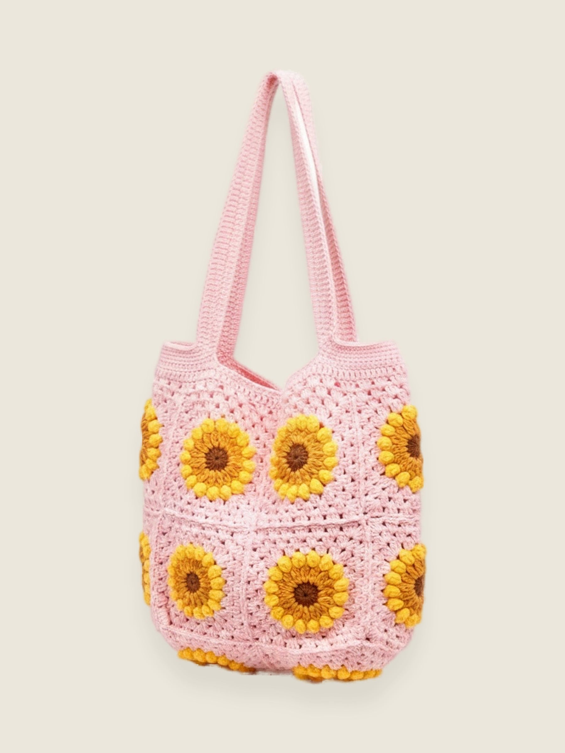 Handmade organic cotton crochet sunshine bag by Ana Chic