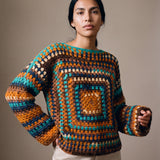 Teal Chunky Wool Jumper worn by a model, showing the wide sleeves and relaxed fit — handmade by Ana Chic