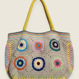 Circle Tote Bag — handmade organic cotton crochet bag by Ana Chic, styled view