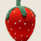 Velvet Strawberry Pillow — handmade velvet crochet amigurumi by Ana Chic